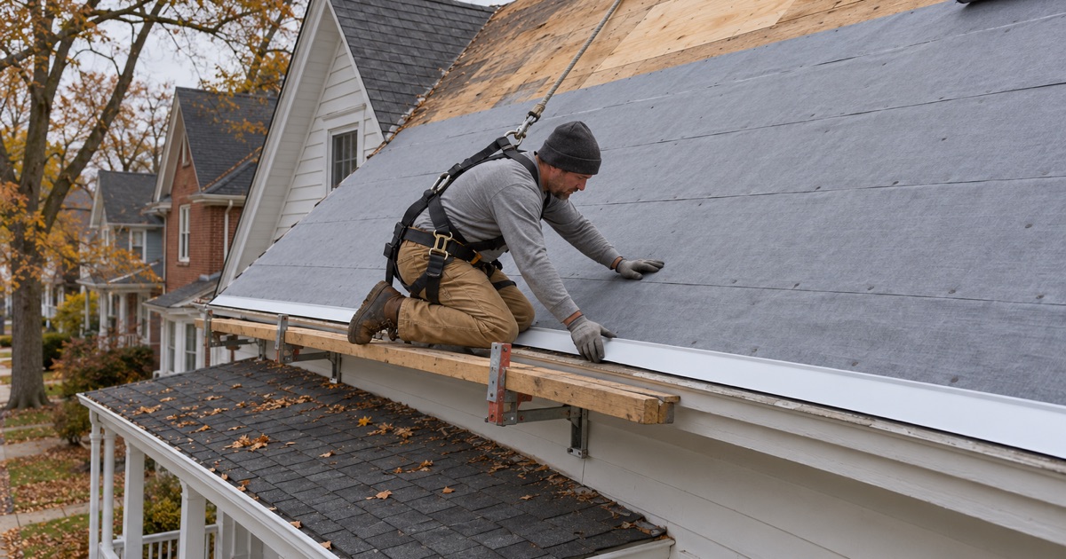 A worn roof replaced on an owner-occupied prewar frame house in Mount Holly